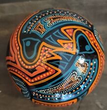 Baribunma Handpainted Australian Aboriginal Art Sphere Wood Trinket Box Gift Vtg picture
