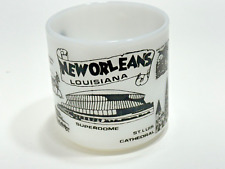 Vintage Federal Milk Glass Mug New Orleans Superdome Bourbon Street Cathedral picture