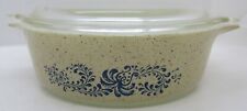 Vintage Homestead Blue 1 Pint Clear Lidded Casserole. picture