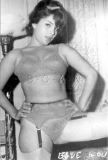 1940s-60s (4 x 6) Repro Risque Pinup RP- Blue Lou- Sheer Panties- Garter- Bra picture