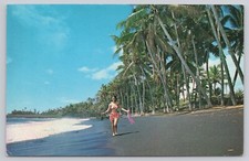 Post Card Black Sand Beaches of Kaimu- Beautiful Hawaiian Woman K169 picture