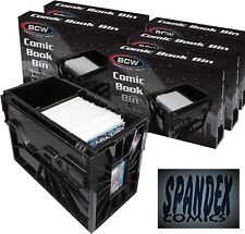 Case of 5 BCW Black Short Comic Book Box Bins - Heavy Duty Acid Free Plastic picture