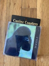 NIB Vtg Black Miniature PoodleSet of 4 Coasters 1995 Xpres New Nonskid USA picture