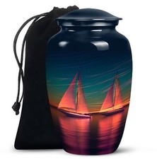 Two Sailboats Illuminated Neon Lights Cremation Urn Human Ashes Burial Urns Crem picture