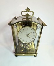 1956 Schatz 400 Day #53 Anniversary Carrige Clock Brass Glass Case Untested picture