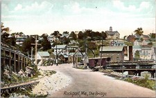 Rockport Maine The Bridge & Houses Vintage Postcard picture
