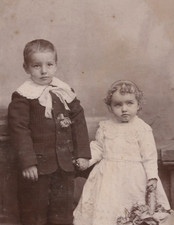 Cabinet card San Fransisco adorable siblings sweet little girl L. Monaco Studio picture