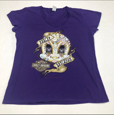 VTG Looney Tunes Harley Davidson Womens purple Shirt Size L Tweety Sugar Skull picture