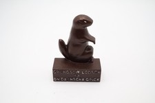Vintage Grundsow Lodsch 13 Groundhog Cast Iron Emmaus PA Dutch Figurine picture