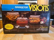 Vintage 1986 Visions by Corning 6 Piece Rangetop Cookware Set V-300-N Sealed NOS picture