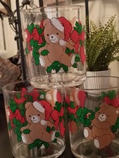 Vintage 1985 Cbk Ltd Christmas Bears Plastic Drink Juice Cups Kids Adult picture