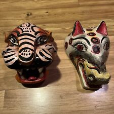 Vintage Handmade Wood Hand Carved Painted Mask Wall Decorations picture
