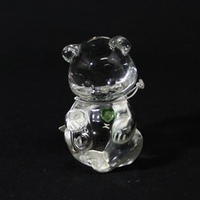 Fenton Handcrafted August  Lion Hearted  Glass Bear W/ Peridot Heart And Tag picture
