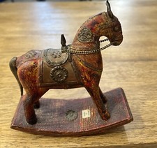 Rocking War Horse Figurine Multicolor Wood & Metal Decorations Statue picture