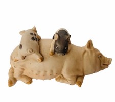 Pig Figurine vtg collectible sculpture gift decor 1987 Enesco porcelain piglets picture