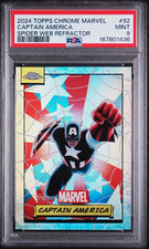 Topps 2024 Chrome Marvel Captain America #92 Spider Web Refractor PSA 9 /399 picture