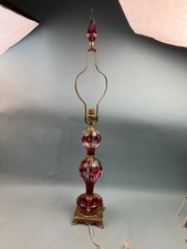 Vintage Joe St Clair paperweight lamp, 3 piece + finial, marked, 36 1/2