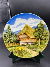 Germany Majolica Bas Relief Plate-Chalet in the Woods picture