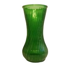 Vintage MCM Hoosier Glass Vase Emerald Green  4081 4091 Ribbed 9.5