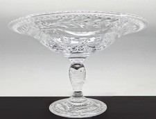 Antique Pairpoint Derbyshire Heavy Cut Crystal Floral Compote Engraved 7