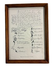 Vtg Culver Pictures 1769 Signatures of Six Nations of Indians Framed Facsimile picture