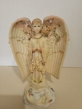 Vintage Angel w/Wings Outstretched 3D Flowers Figurine Folds Up Pedestal Base picture