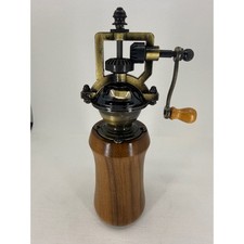 Vintage Style Hand Crank Coffee Grinder Manual Burr Mill Wood Base Brass Finish picture