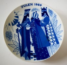 Vintage PORSGRUND Norway JULEN 1969 Three Wise Men Christmas Plate w/ Box &Paper picture