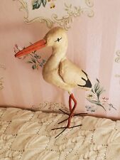 Old Vintage Antique German Spun Cotton Stork Bird Candy Container 6” Tall Nice picture