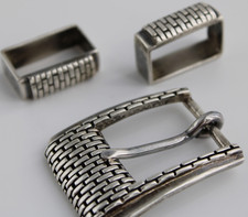Vtg Gorgeous Sterling Silver Bandero Belt Buckle and Slides picture