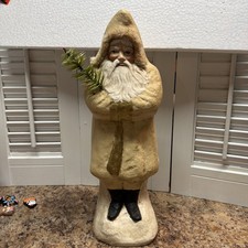 Belsnickle Primitive Santa With Tree Chenille Trim 14” picture