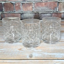 Ralph Lauren Pressed Glass Rocks Tumblers Set of 3 Clear Whiskey Glasses picture
