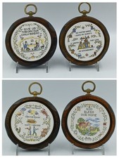 VTG Jerry Abrams JA USA Wall Plaque Set of 4 Tile on Wood Cottage Core Granny picture