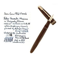 SCARCE C1953 PARKER MAXIMA VACUMATIC BURGUNDY FOUNTAIN PEN FRENCH MADE RESTORED picture