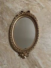 Vintage Home Interiors Oval Mirror Rose Floral Frame Wall Decor Made in USA Gift picture