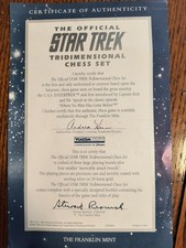 1994 Franklin Mint Official Star Trek 3D Chess Set 24K Gold Sterling Silver picture