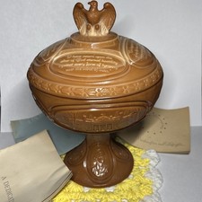 Fenton Thomas Jefferson 1976 Limited Chocolate Slag Bicentennial Covered Compote picture