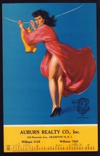 VINTAGE 1946 UPSKIRT PINUP GIRL CALENDAR PAGE POSTER EARL MORAN ART PRINT PHOTO picture