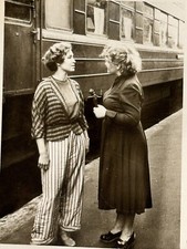 1958 Soviet Two Women Meeting Railway Station Train Wagon Fashion Vtg Snapshot picture