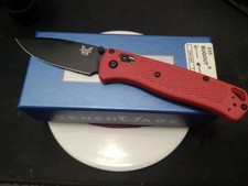 Benchmade Bugout 535 Pocketknife Red Handle Black Plain Drop Point S30V picture