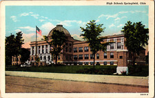 Vintage Postcard High School Springfield Ohio White Boarder picture