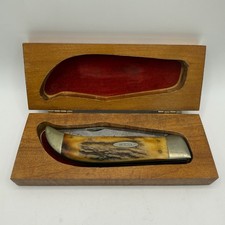 Vintage Case XX 5172 Bulldog Stag Folding Knife 1965-69 USA Wood Box picture
