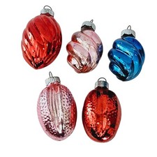 Vintage Shiny Brite Christmas Ornaments Swirl + More Mercury Glass Set of 5 picture