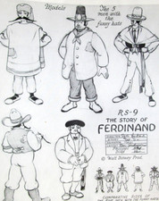 1938 FERDINAND BULL hat WALT DISNEY Original Production cel drawing MODEL SHEET picture