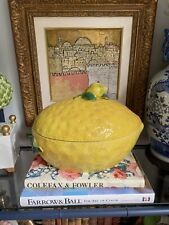 Italian Ceramic Majolica Lemon Tureen Figurine Chintz Grandmillennial picture