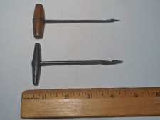 2 Antique Gimlets Metal Handle Wood Handle Lot picture