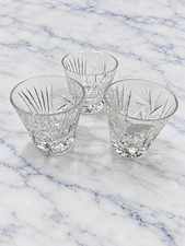 Vintage Cut Crystal Shot Glasses Set of 3 Starburst Fan Pattern 2