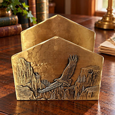 Wendell August Solid Bronze Letter Holder Eagle Canyon Handmade Napkin Holder picture