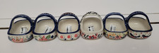 6 Mini POLISH Porcelain Flower Easter Baskets Various Designs 3  by 3 Inches picture
