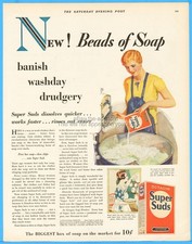 1928 Super Suds Soap McClelland Barclay Art 1920s Home Laundry Room Wall Ad picture
